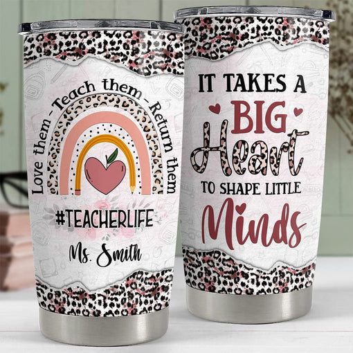 Personalized Teacher Tumbler Teachers Life Leopard Rainbow For Teacher