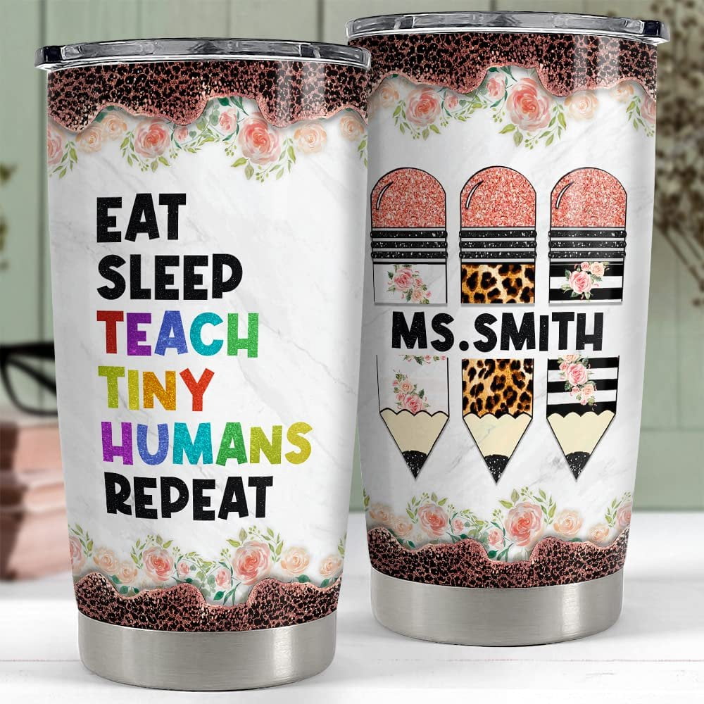 Personalized Teacher Tumbler Tiny Human Funny Art For Teacher