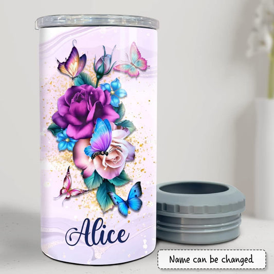Personalized To My Mom Can Cooler Butterfly Gift Marble Drawing