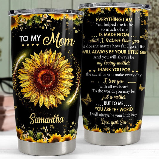 Personalized To My Mom Son Tumbler Sunflower Mother's Day Gift
