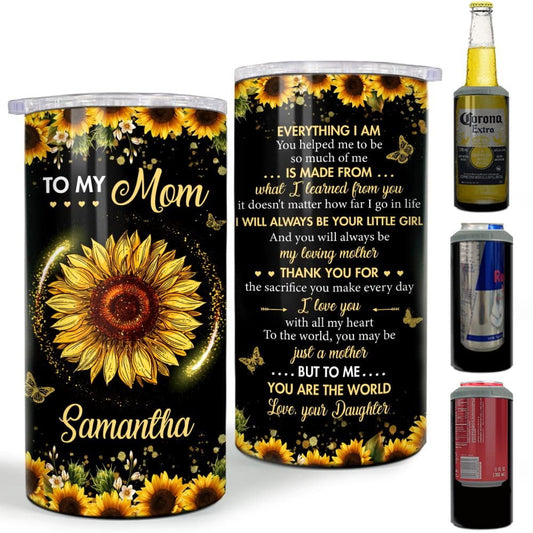 Personalized To My Mom Sunflower Can Cooler Gift from Daughter