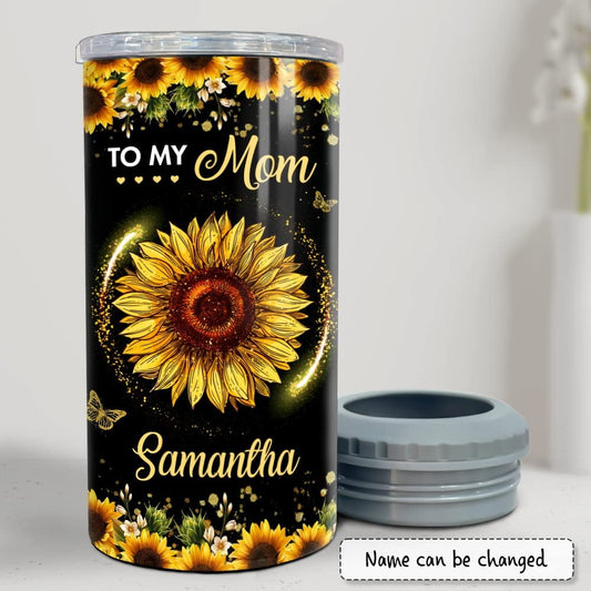 Personalized To My Mom Sunflower Can Cooler Gift from Daughter