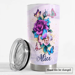 Personalized To My Mom Tumbler Butterfly And Roses From Daughter Son