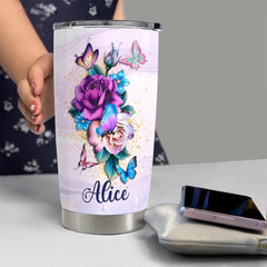 Personalized To My Mom Tumbler Butterfly And Roses From Daughter Son