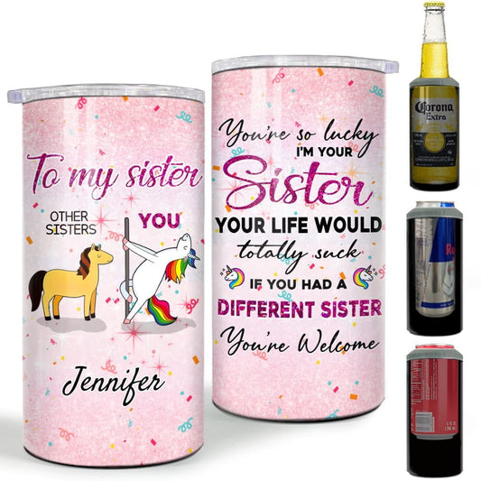Personalized To My Sister Can Cooler Funny Unicorn Glitter Drawing