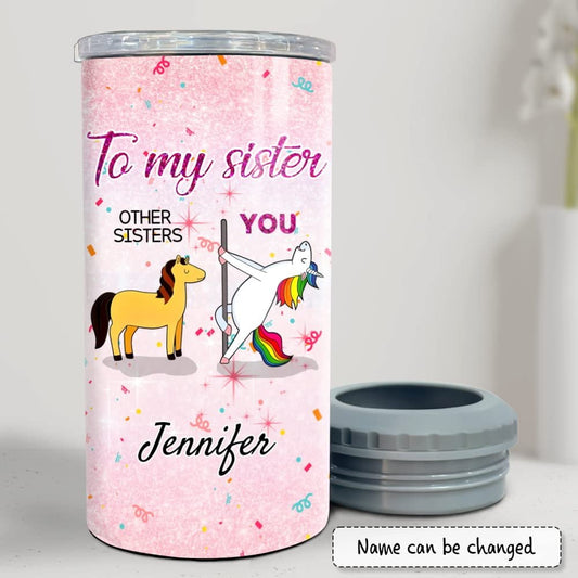 Personalized To My Sister Can Cooler Funny Unicorn Glitter Drawing