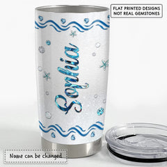Personalized Tumbler Dolphin And Starfish Crystal Style Gift For Lover