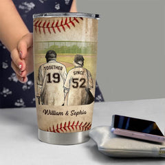 Personalized Tumbler For Couples Who Love Baseball For Fans Boy Girl