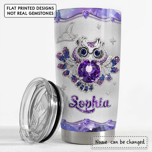 Personalized Tumbler Just A Girl Who Loves Owl Purple Jewelry Style
