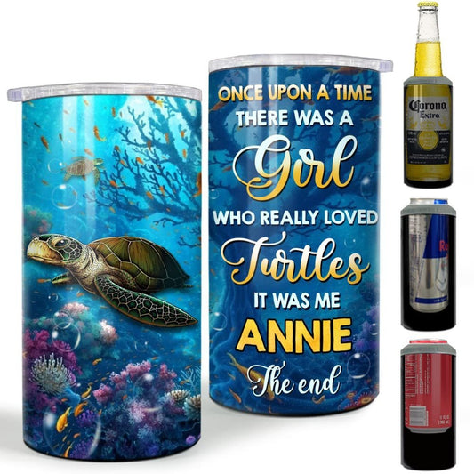 Personalized Turtle Can Cooler Girl Loves Turtles For Animal Lover