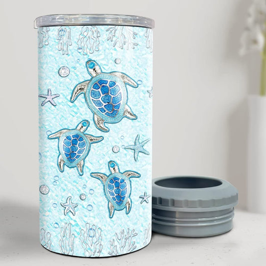 Personalized Turtle Can Cooler Jewelry Drawing For Animal Lover