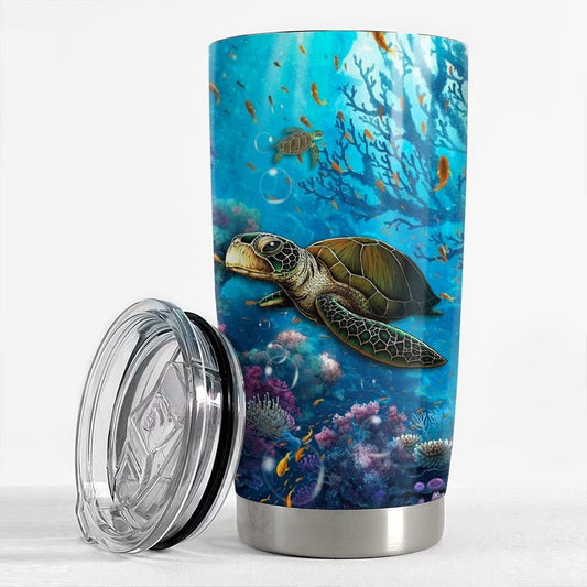 Personalized Turtle Tumbler Girl Loves Turtles For Animal Lover