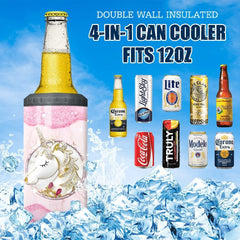 Personalized Unicorn Can Cooler Jewelry Pink Glitter For Animal Lover
