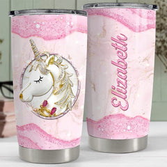 Personalized Unicorn Tumbler Jewelry Pink Glitter For Girl Daughter