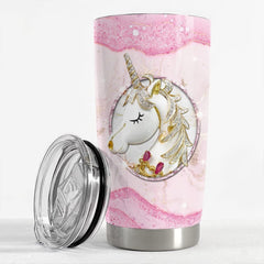 Personalized Unicorn Tumbler Jewelry Pink Glitter For Girl Daughter
