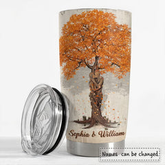 Personalized Vintage Couple Fall Tree Tumblers To My Wife From Husband
