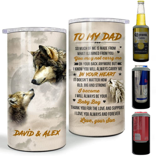 Personalized Wolf Can Cooler Dad And Son Gift For Father For Papa
