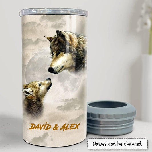 Personalized Wolf Can Cooler Dad And Son Gift For Father For Papa