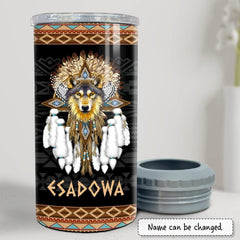 Personalized Wolf Can Cooler Native American Listen To The Wind