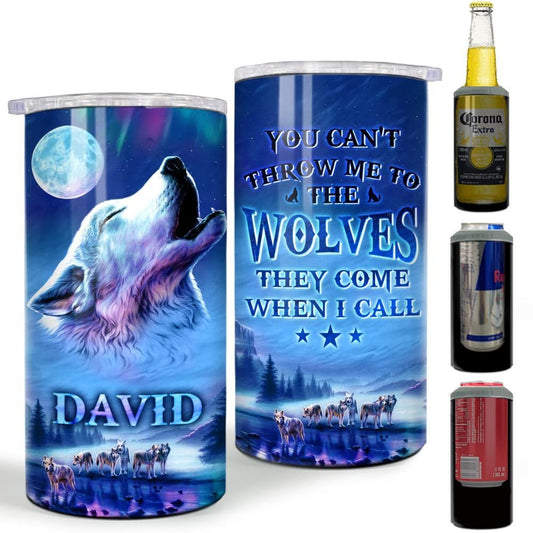 Personalized Wolf Style Can Cooler Best Gift For Animal Lover