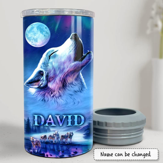 Personalized Wolf Style Can Cooler Best Gift For Animal Lover