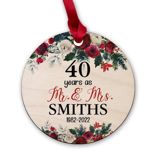 Personalized Wood 40th Anniversary Ornament As Mr And Mrs