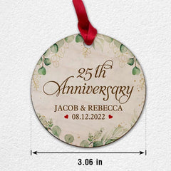 Personalized Wood Anniversary Married Ornament Floral