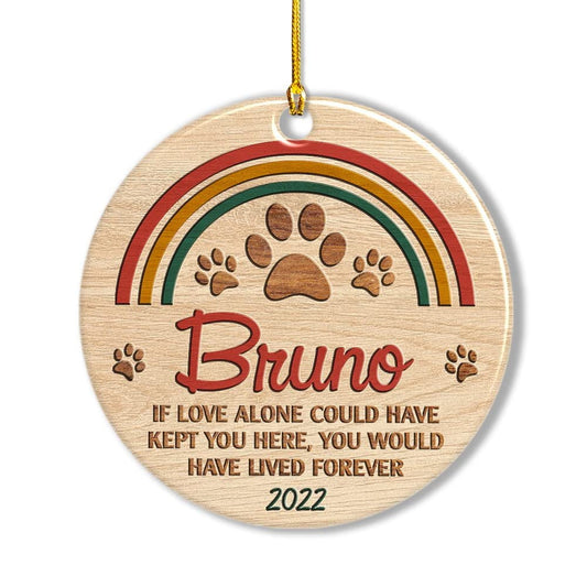 Personalized Wood Baby's Dog Ornament Memorial With Paw Prints