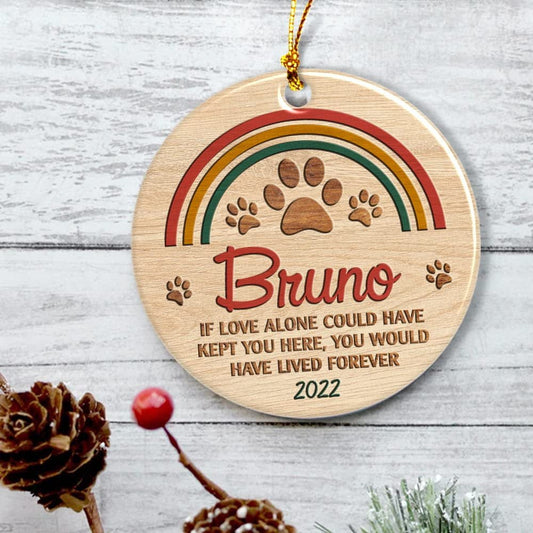 Personalized Wood Baby's Dog Ornament Memorial With Paw Prints
