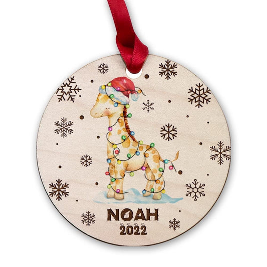 Personalized Wood Giraffe Ornament Christmas