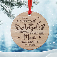 Personalized Wood Mom Memorial Ornament Angel In Heaven