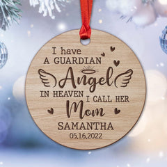 Personalized Wood Mom Memorial Ornament Angel In Heaven