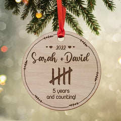 Personalized Wood Ornament Anniversary Married
