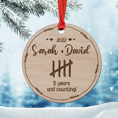Personalized Wood Ornament Anniversary Married