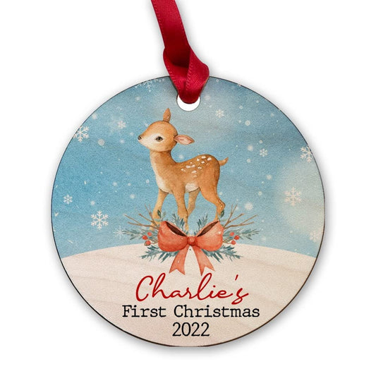 Personalized Wood Ornament Baby's First Christmas Gift