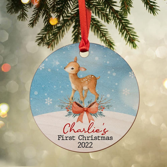 Personalized Wood Ornament Baby's First Christmas Gift