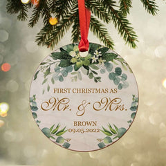 Personalized Wood Ornament First Christmas As Mr and Mrs