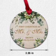 Personalized Wood Ornament First Christmas As Mr and Mrs