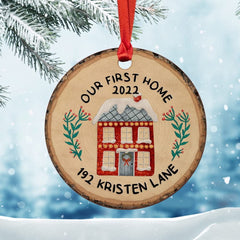 Personalized Wood Our First Home Ornament Christmas Gift
