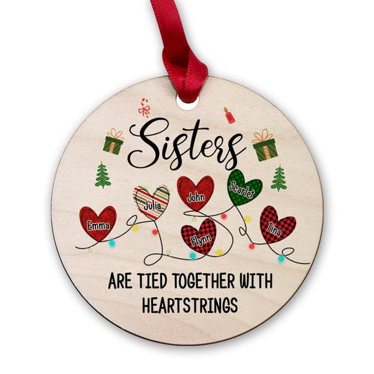 Personalized Wood Sisters Ornament Christmas Together Style