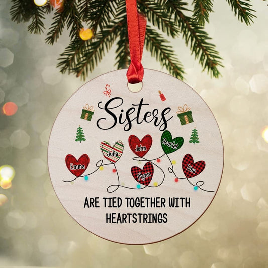Personalized Wood Sisters Ornament Christmas Together Style