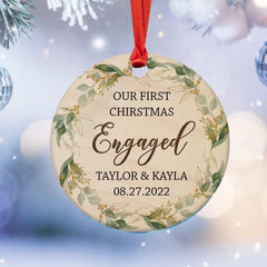 Personalized Wood Wedding Ornament Engagement Christmas