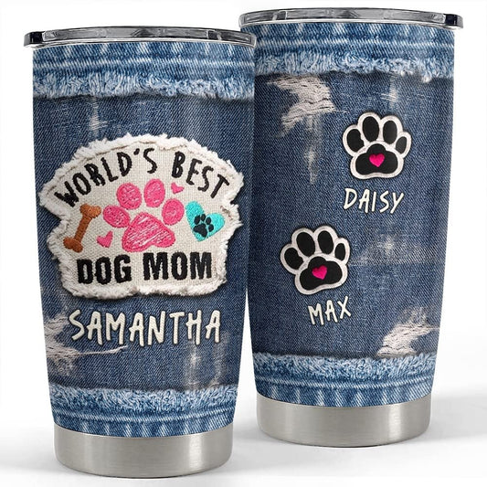 Personalized World's Best Dog Mom Tumbler Jean Style For Lover Animal