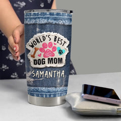 Personalized World's Best Dog Mom Tumbler Jean Style For Lover Animal