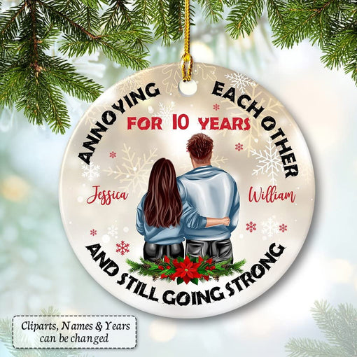 Personalized Young Couple Ornament Annoying Each Other