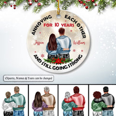 Personalized Young Couple Ornament Annoying Each Other