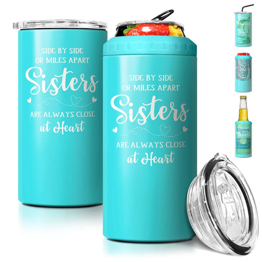 Sister Can Cooler Gift For Sister Bestie Side By Side Or Miles Apart